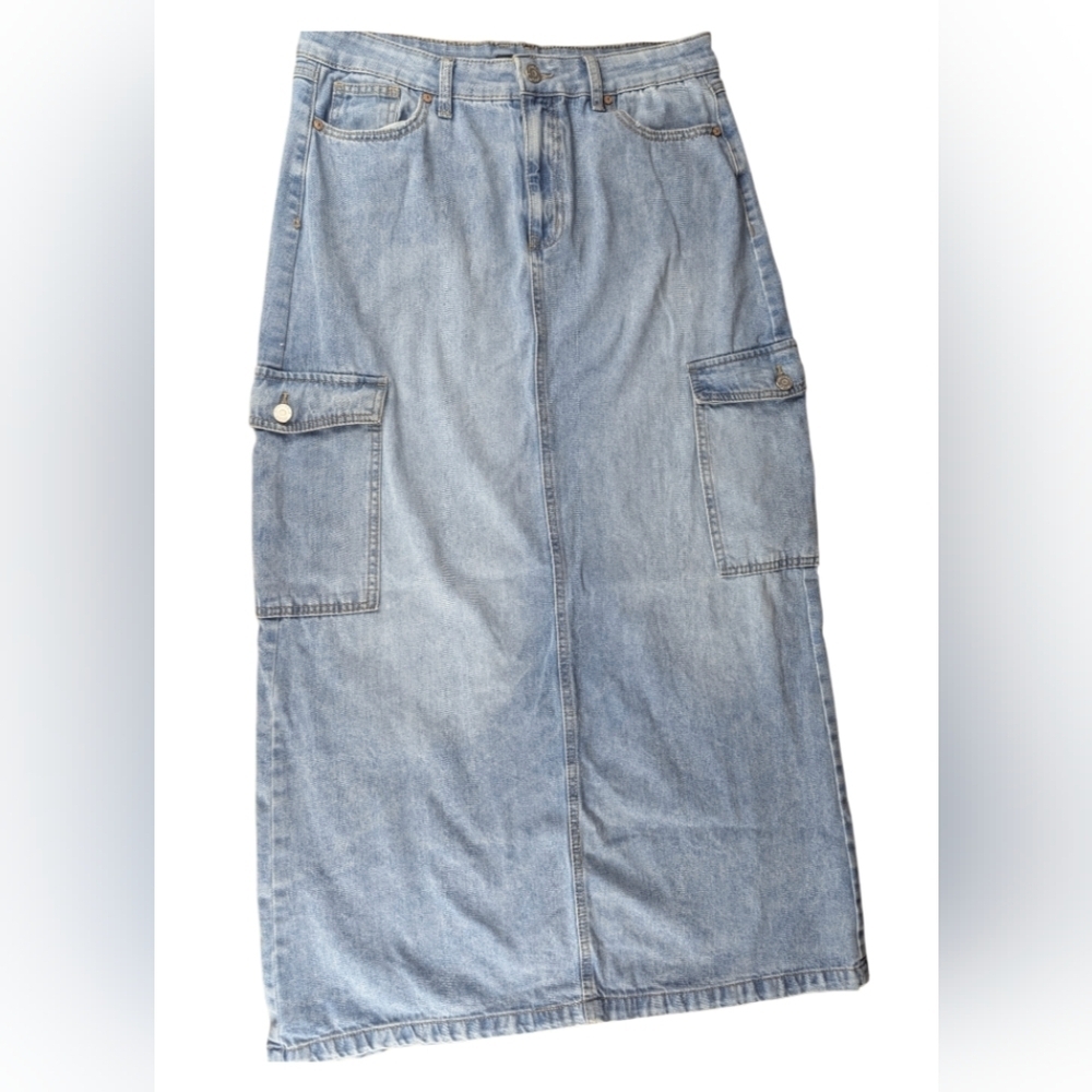 Sincerely Jules Size 11 Jean Skirt With Kick Pleat And Cargo Pockets